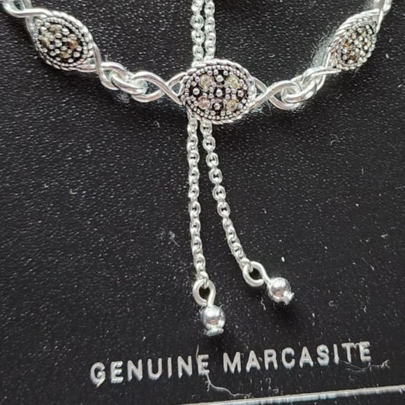 NEW GENUINE MARCASITE Fine Silver Plated Bracelet. - Picture 7 of 7